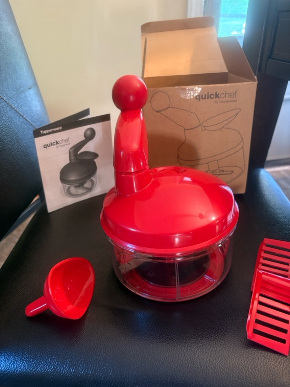 Tupperware QuickChef Bright Red Manual Chopper with Scoop